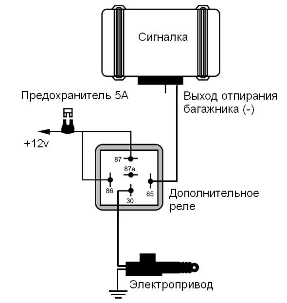 Как подключить багажник через реле
